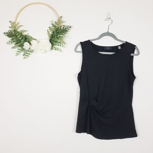 NWT Tahari black gathered blouse sleevless top M